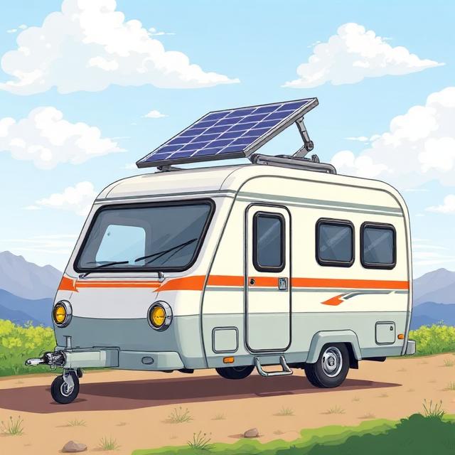 Caravan with solar panel