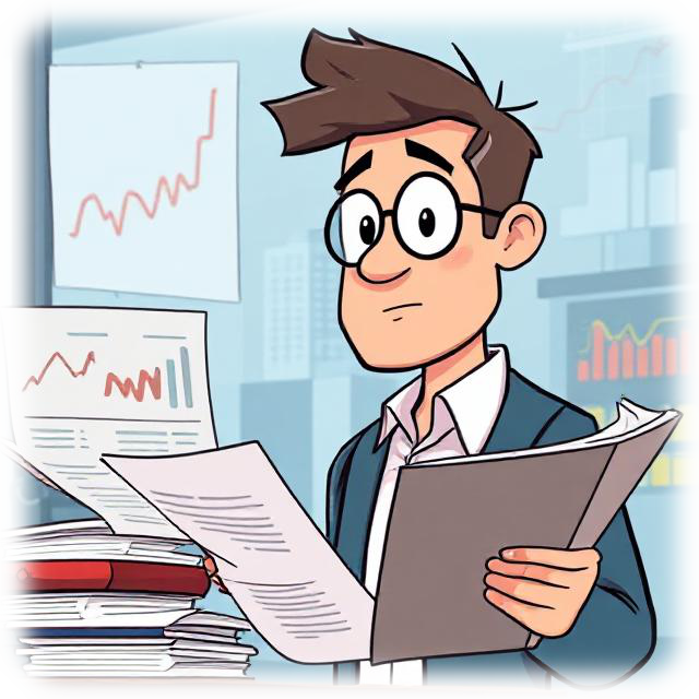 Man looking at financial report