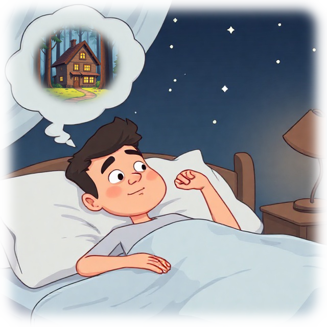 man in bed dreaming